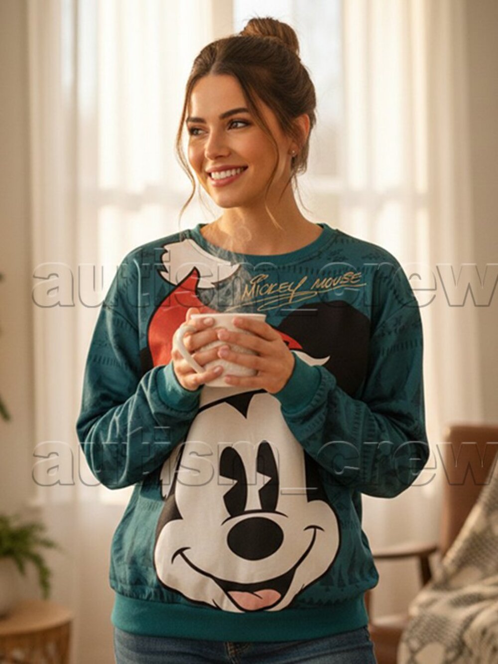 2/$30 💥🆕 Disney Mickey Mouse Christmas Graphic Sweatshirt | Size Medium | 6743